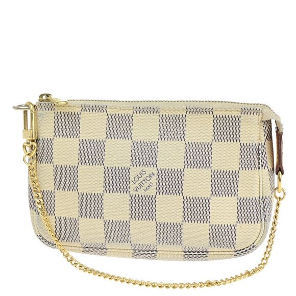 LOUIS VUITTON Mini Pochette Accessoires Hand Bag Damier Azur WE - Picture 1 of 13